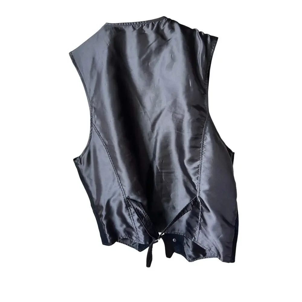 Vintage Beyond Leather Motorcycle Vest Black Snap Front Biker Waistcoat Large